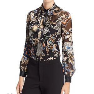 Tory Burch tie neck printed blouse size 2